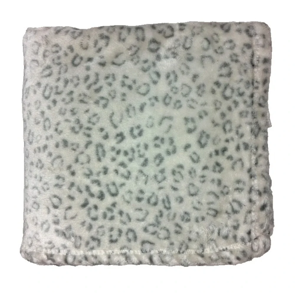 Baby Starters Gray‎ Leopard Print Blanket Snow White Beige Soft Fleece Lovey